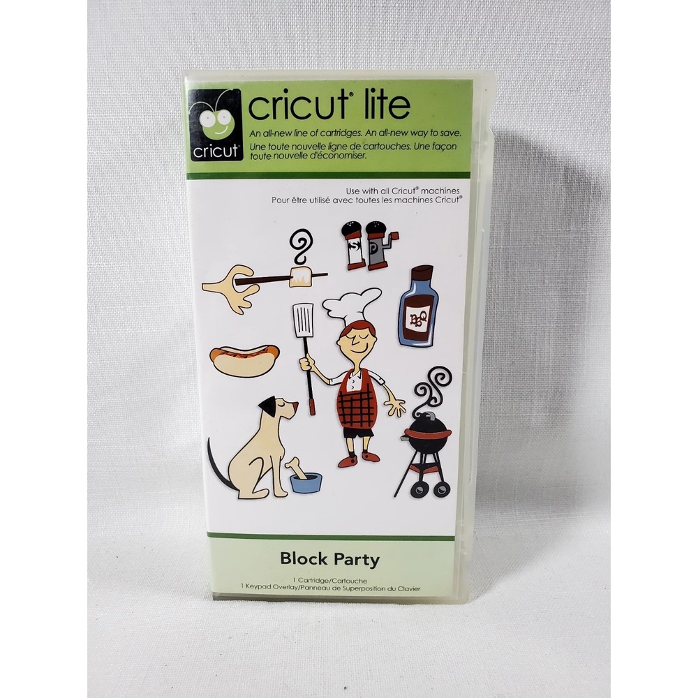 Cricut Lite Block Party Cartridge Complete w/Case Overlay & Manual-Free Shipping